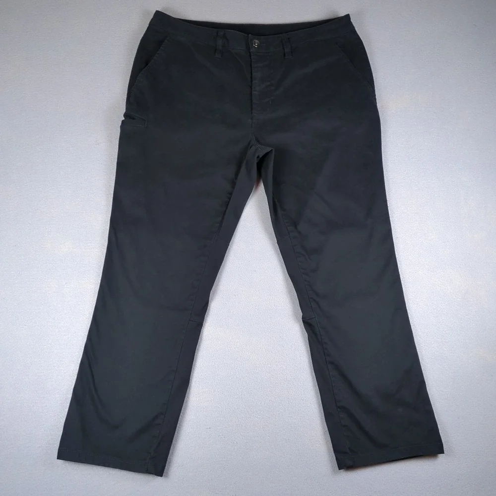 BYLT Stretch Chino Pants Mens 36x25 (34x25) Black Casual Pant Utility Pocket